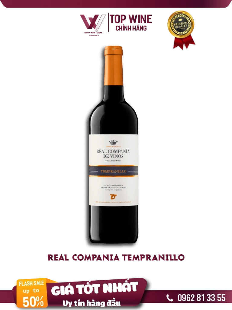 Rượu vang đỏ Real Compania Tempranillo Tradicion Spain 750ml 13.5% ?? Rượu vang đỏ Real Compania Tempranillo Tradicion Spain 750ml 13.5% 