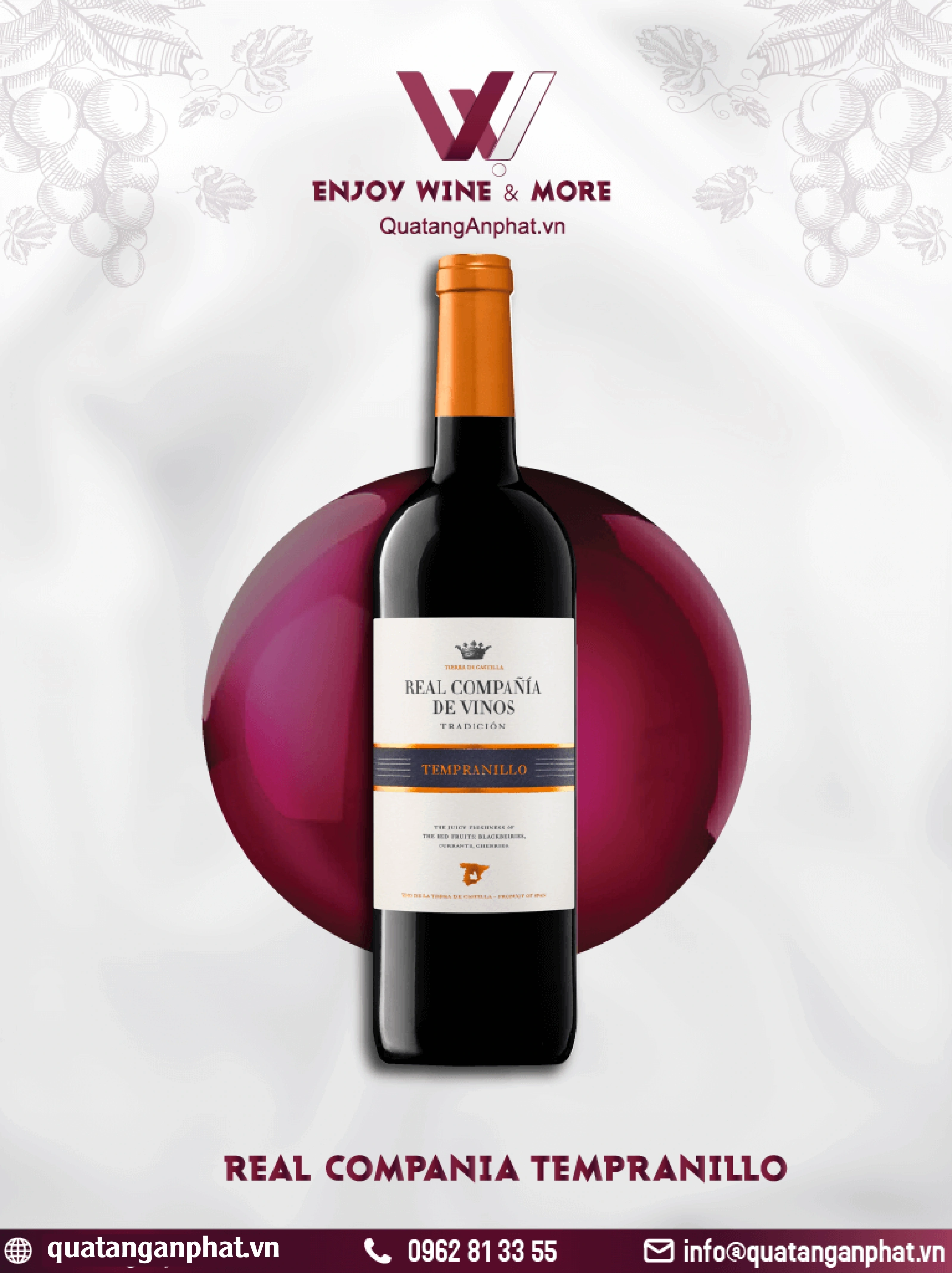 Rượu vang đỏ Real Compania Tempranillo Tradicion Spain 750ml 13.5% ?? Rượu vang đỏ Real Compania Tempranillo Tradicion Spain 750ml 13.5% 