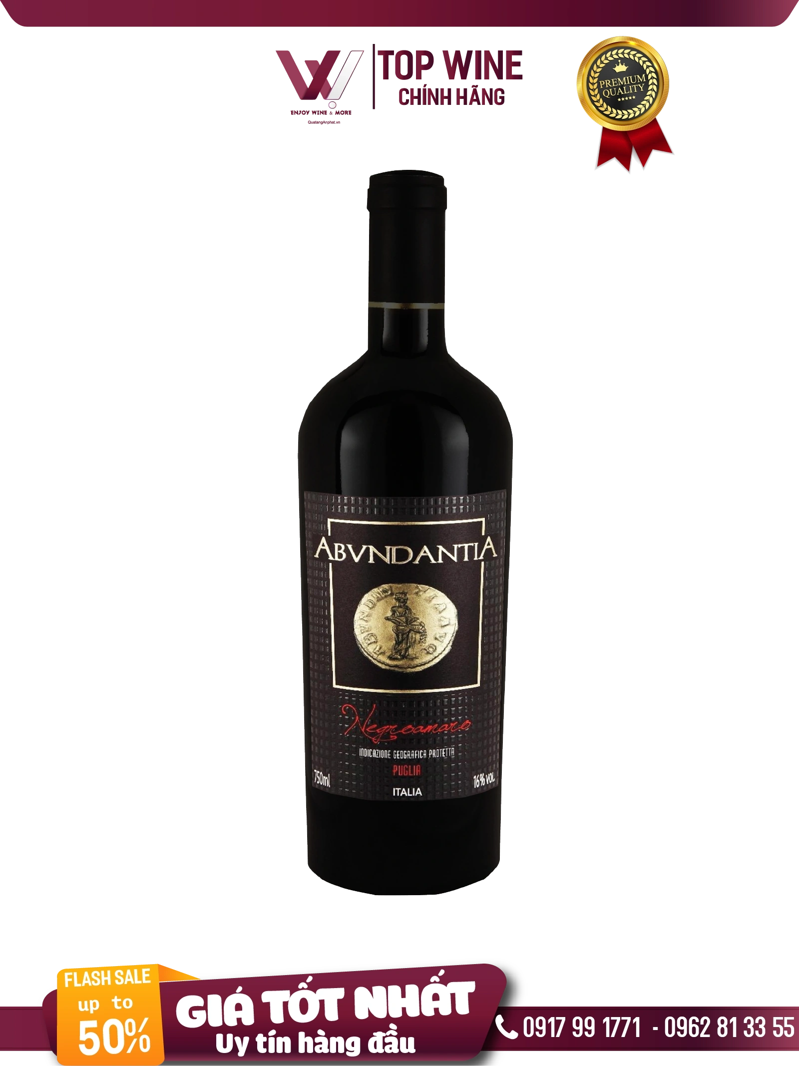 Rượu vang đỏ organic  Abvndantia Negroamaro I.G.P Puglia Italy 750ml 16% ?? Rượu vang đỏ organic  Abvndantia Negroamaro I.G.P Puglia Italy 750ml 16%
