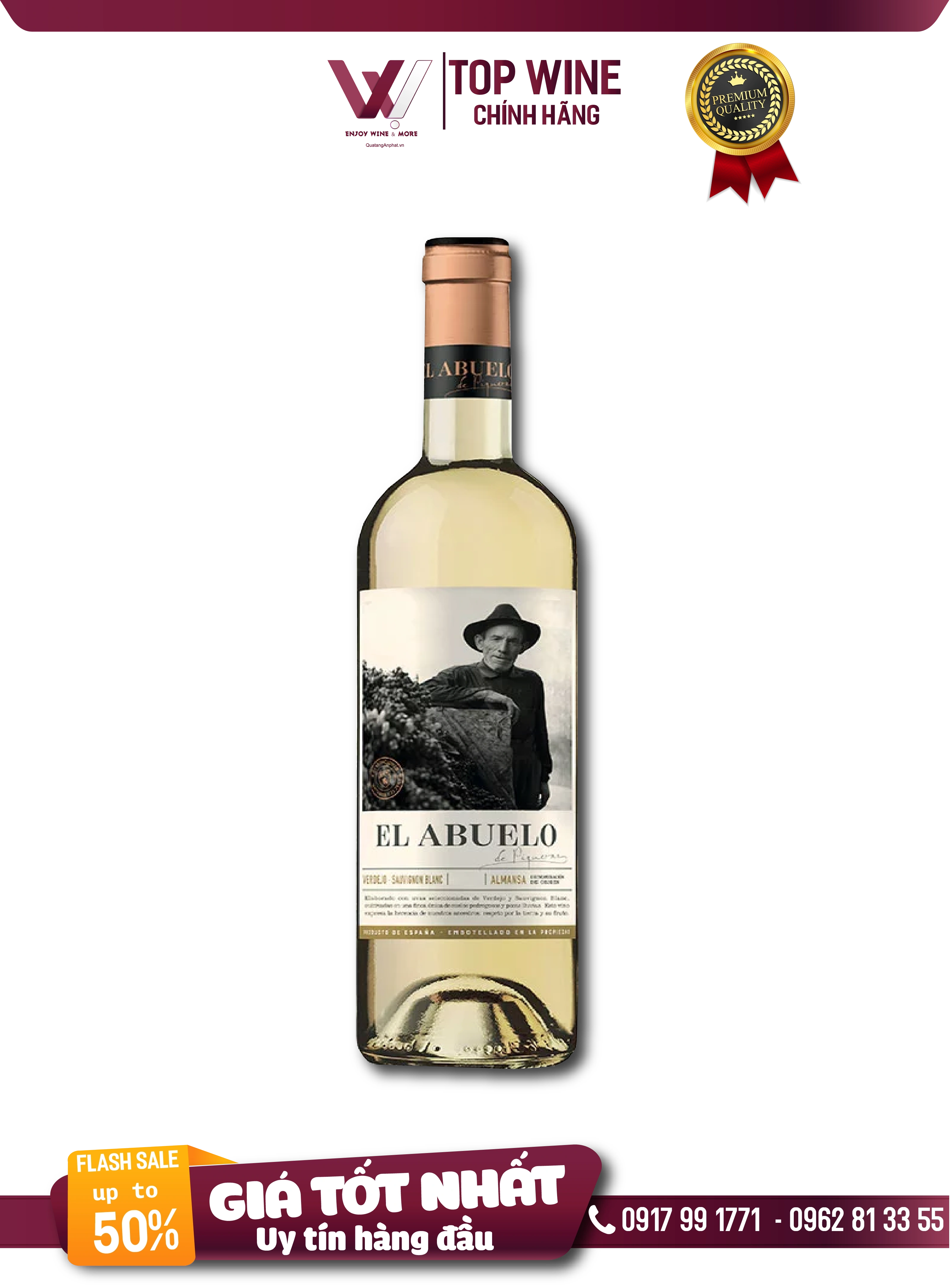 Rượu vang trắng  El Abuelo Verdejo Sauvignon Spain 750ml 12.5% ?? Rượu vang trắng  El Abuelo Verdejo Sauvignon Spain 750ml 12.5%