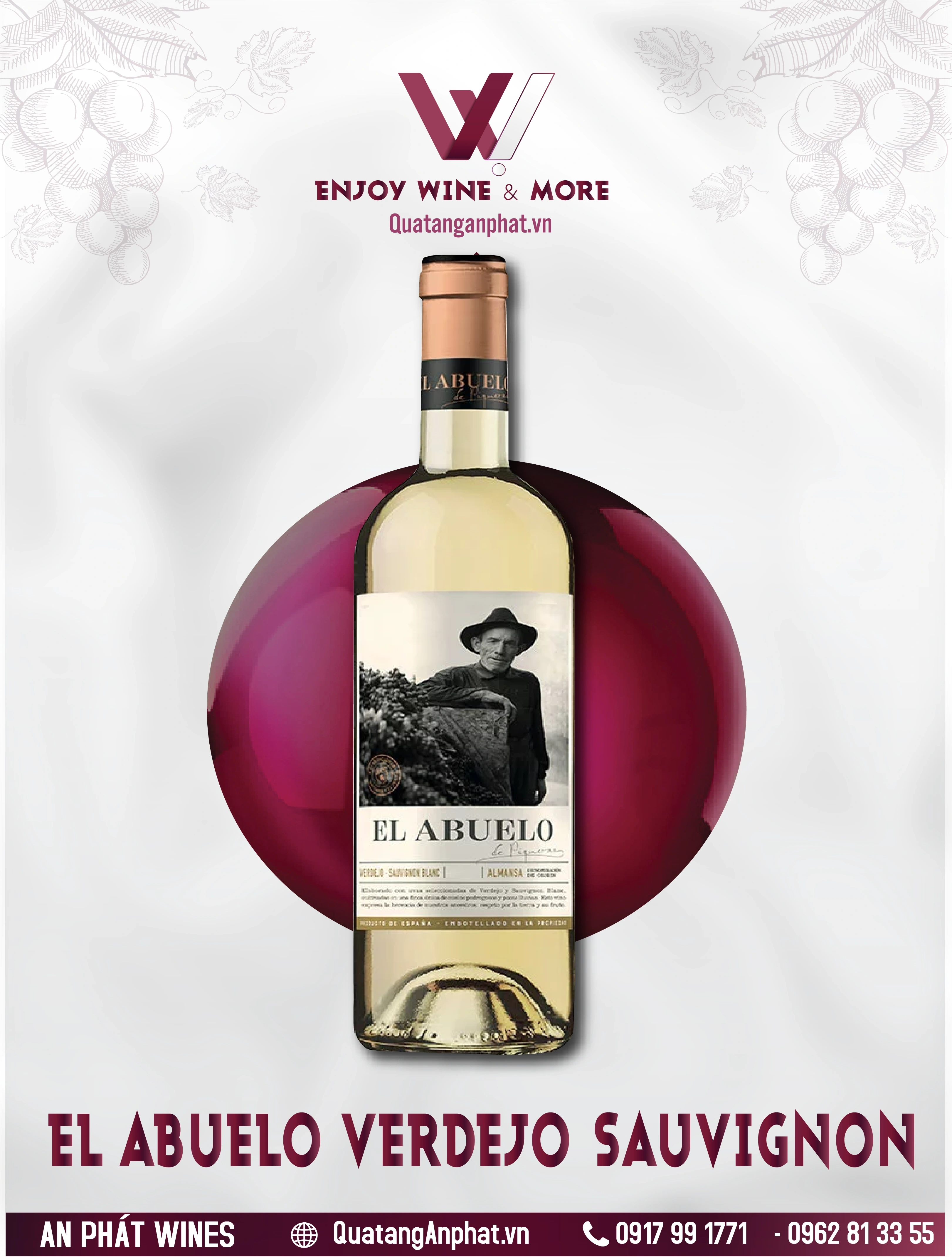 Rượu vang trắng  El Abuelo Verdejo Sauvignon Spain 750ml 12.5% ?? Rượu vang trắng  El Abuelo Verdejo Sauvignon Spain 750ml 12.5%