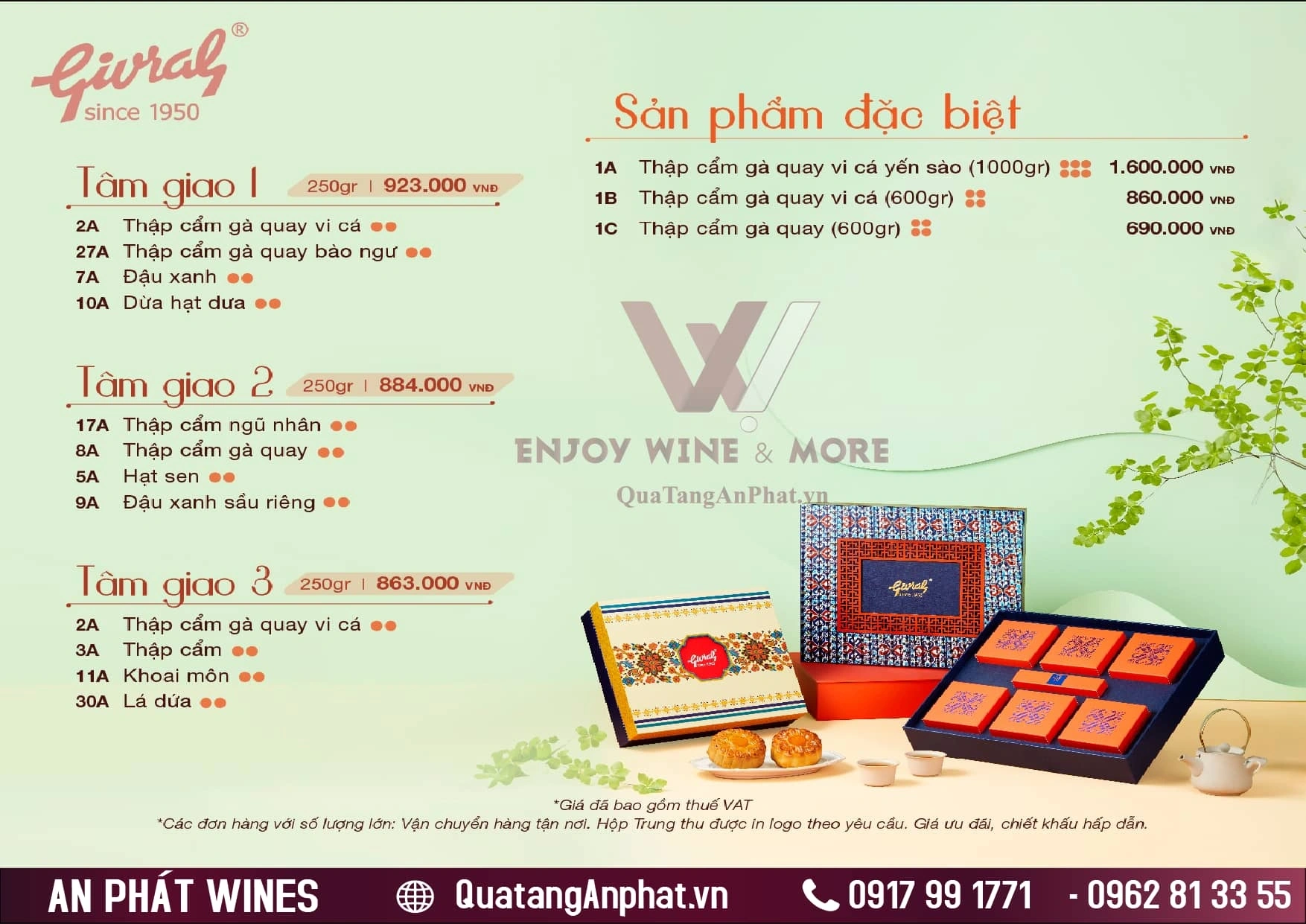 Bảng giá bánh trung thu GIVRAL 2024 ?? Bảng giá bánh trung thu GIVRAL 2024