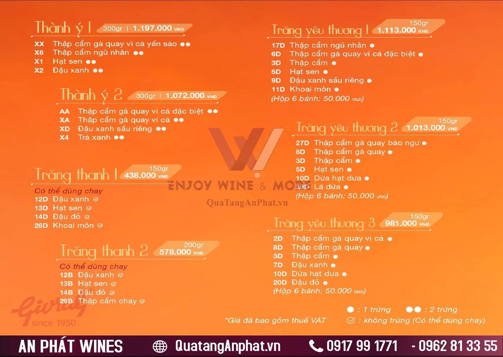 Bảng giá bánh trung thu GIVRAL 2024 ?? Bảng giá bánh trung thu GIVRAL 2024