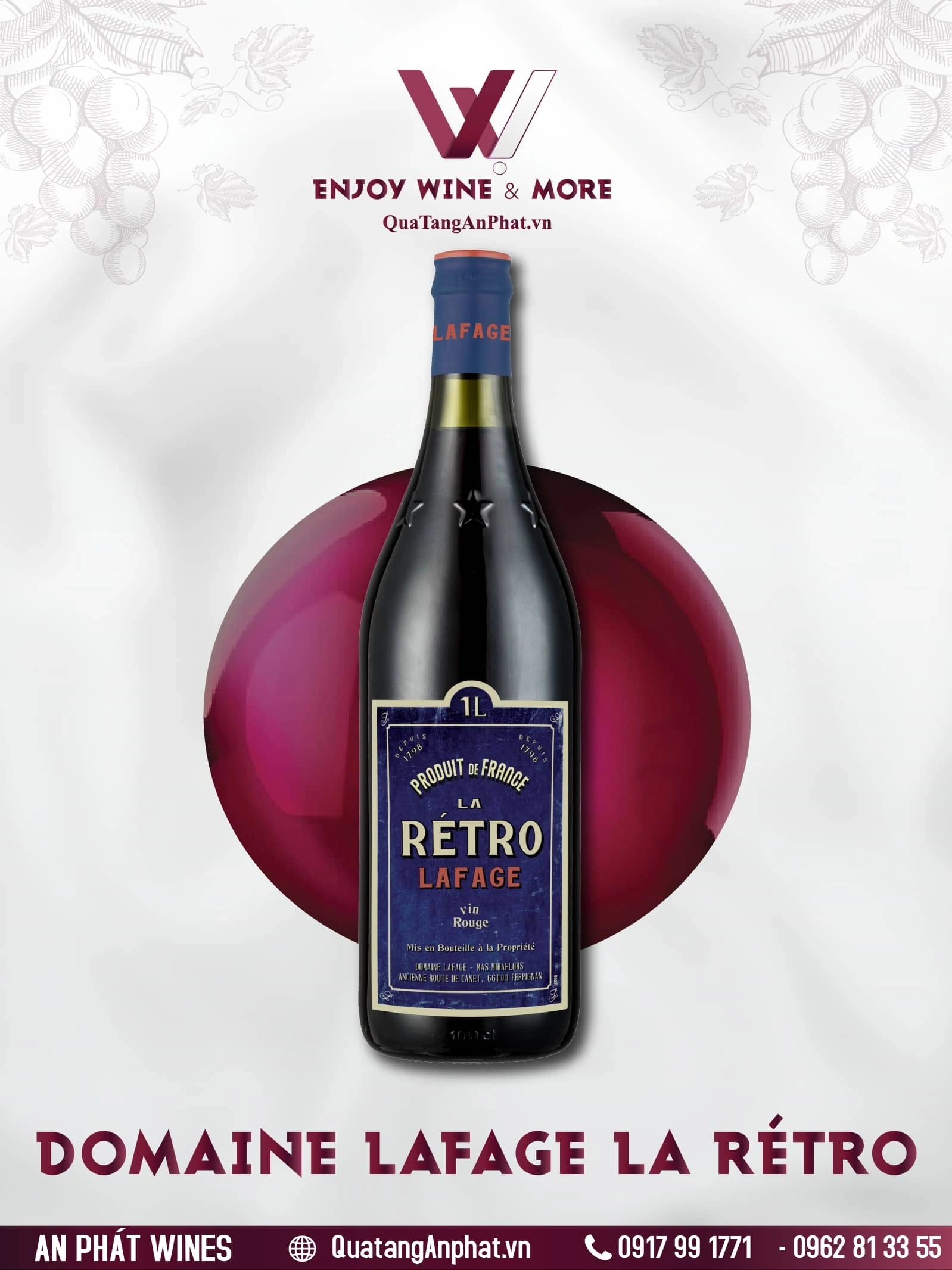 Rượu vang đỏ Domaine Lafage La Rétro Pháp 750ml 12.5% ?? Rượu vang đỏ Domaine Lafage La Rétro Pháp 750ml 12.5%