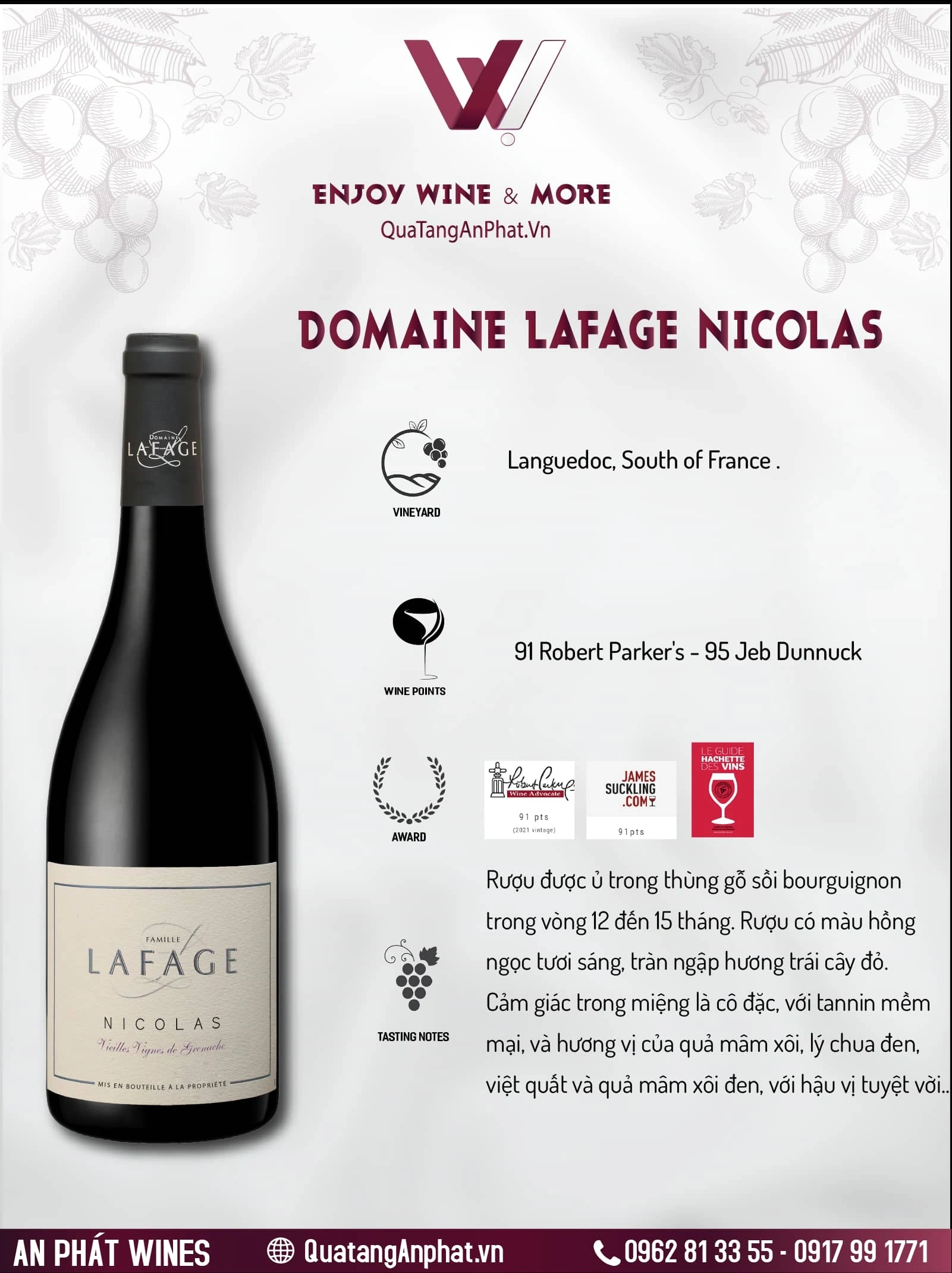 Rượu vang đỏ Domaine Lafage Nicolas 750ml 15% ?? Rượu vang đỏ Domaine Lafage Nicolas 750ml 15%