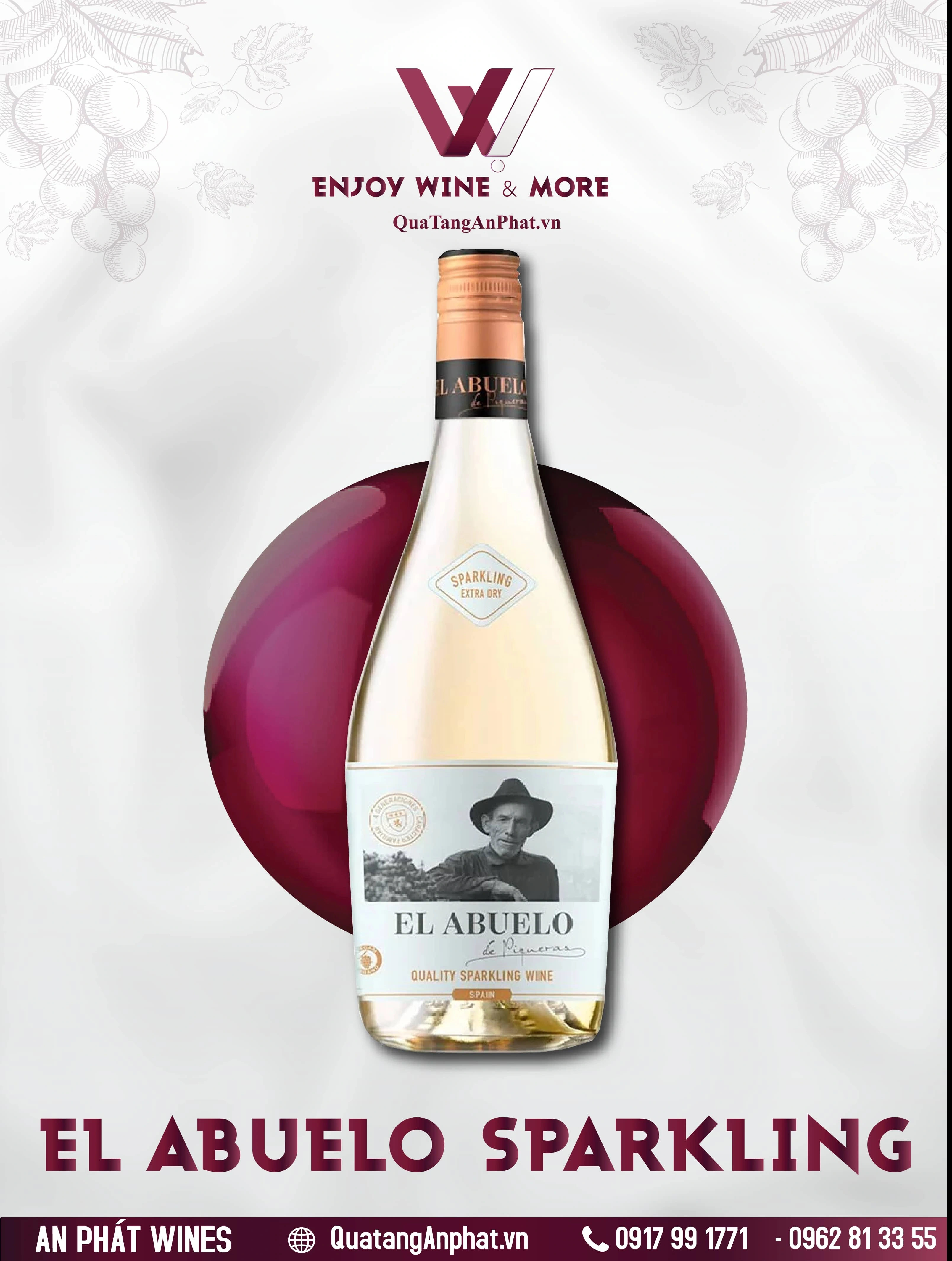 Rượu vang Sparkling El Abuelo Sparkling Spain 750ml 11.5%  ?? Rượu vang Sparkling El Abuelo Sparkling Spain 750ml 11.5% 