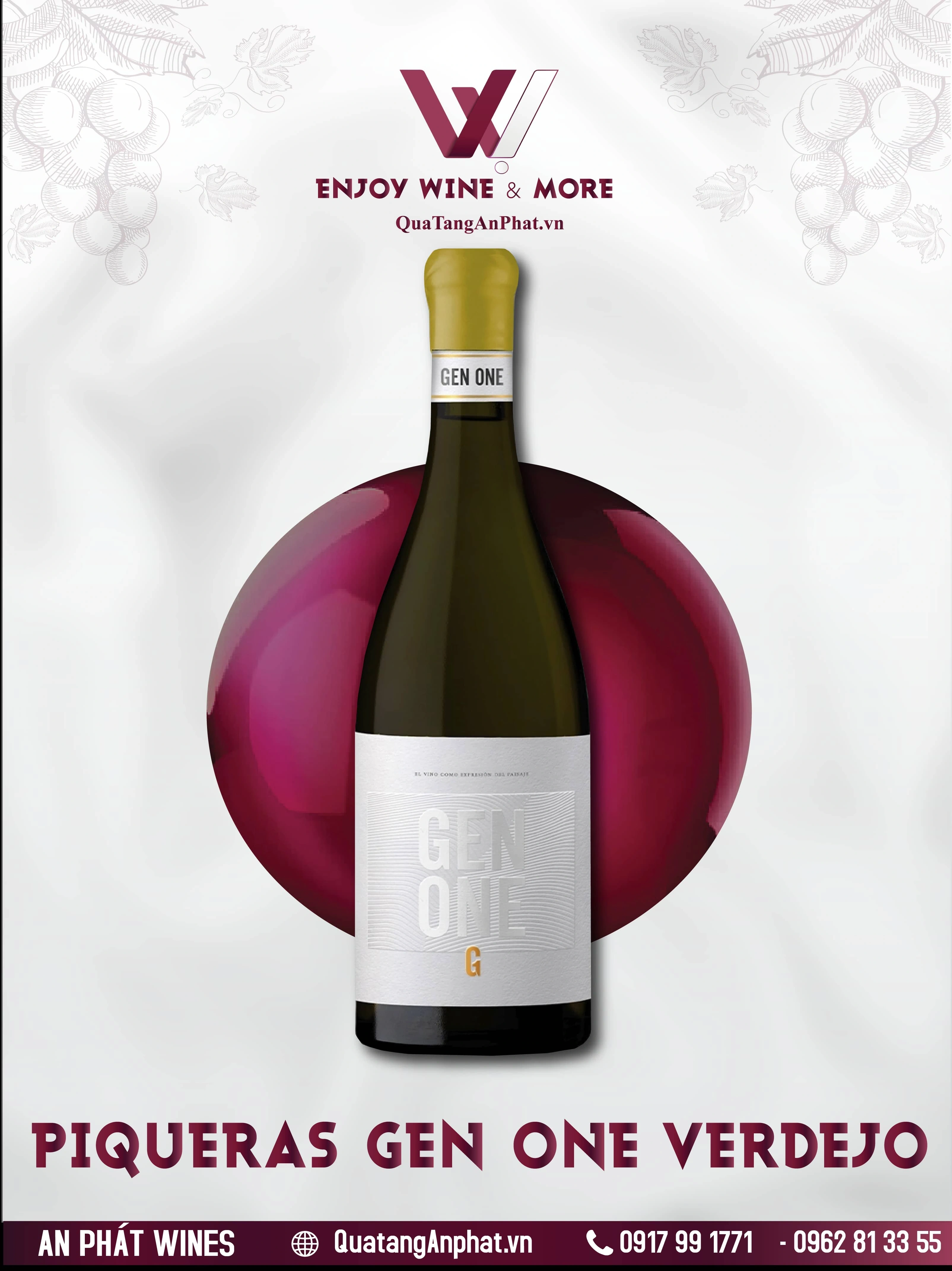 Rượu vang trắng organic Piqueras Gen One Verdejo Spain 750ml 13% ?? Rượu vang trắng organic Piqueras Gen One Verdejo Spain 750ml 13%