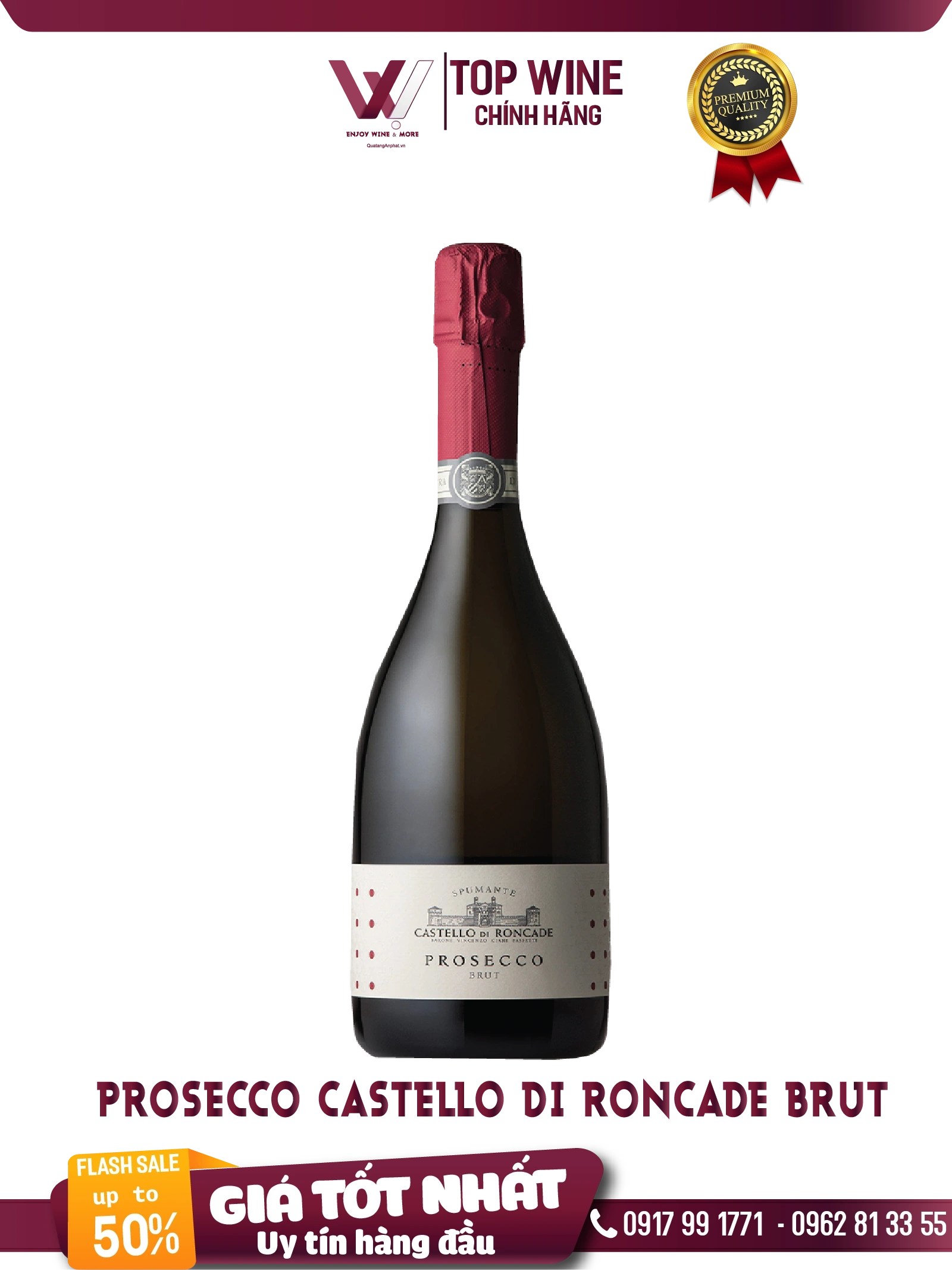 Rượu vang sủi bọt Prosecco  Castello di Roncade Brut Italy 750ml 11.5% ?? Rượu vang sủi bọt Prosecco  Castello di Roncade Brut Italy 750ml 11.5%